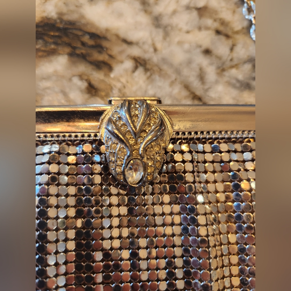 Vintage Whiting & Davis Gold Mesh Evening Bag ✨ Art Deco Clutch | USA Made - Picture 7 of 8